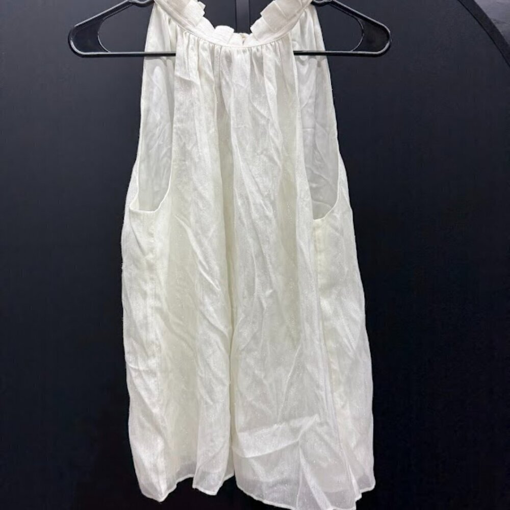 Trina Turk Playful Top White Sleeveless Blouse